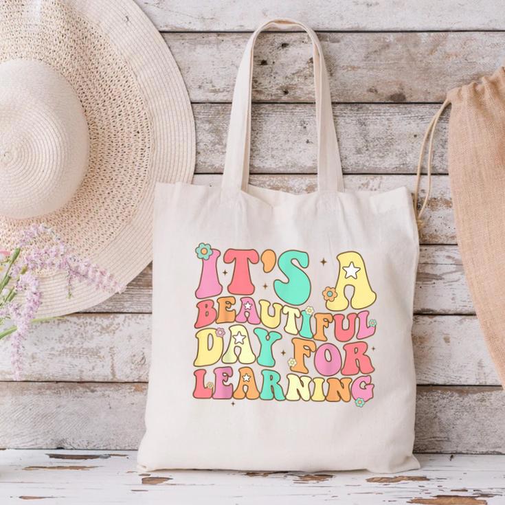 It's Beautiful Day For Learning Retro Teacher Students Women Canvas Tote Bag, gift for family, gift for coworker