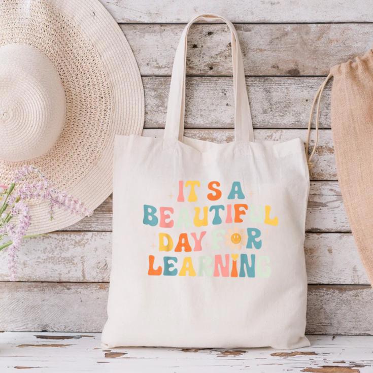It's Beautiful Day For Learning Retro Teacher Women Men Canvas Tote Bag, gift for family, gift for coworker It's Beautiful Day For Learning Retro Teacher Women Men Canvas Tote Bag, gift for family, gift for coworker
