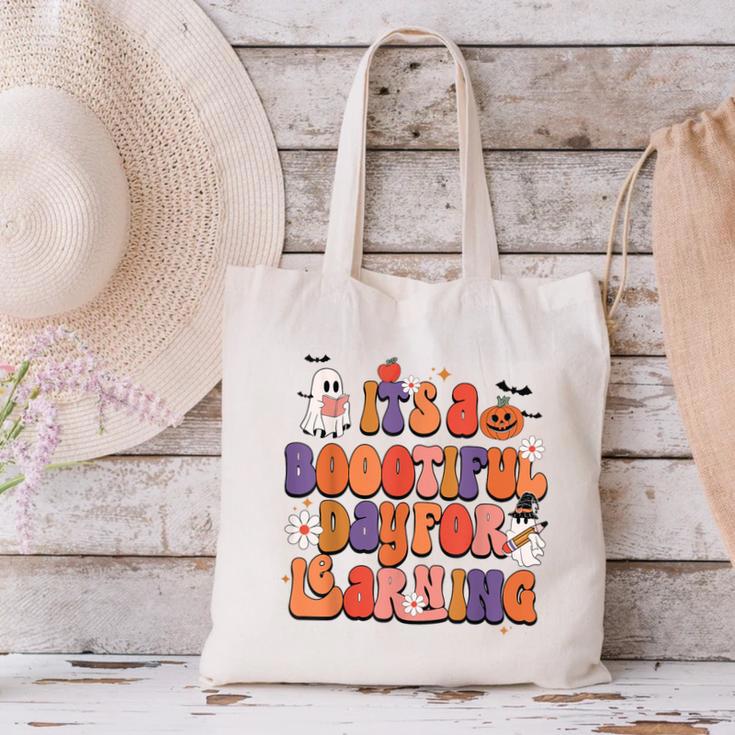 It's A Bootiful Day For Learning Cute Teacher Halloween Canvas Tote Bag, gift for family, gift for coworker It's A Bootiful Day For Learning Cute Teacher Halloween Canvas Tote Bag, gift for family, gift for coworker