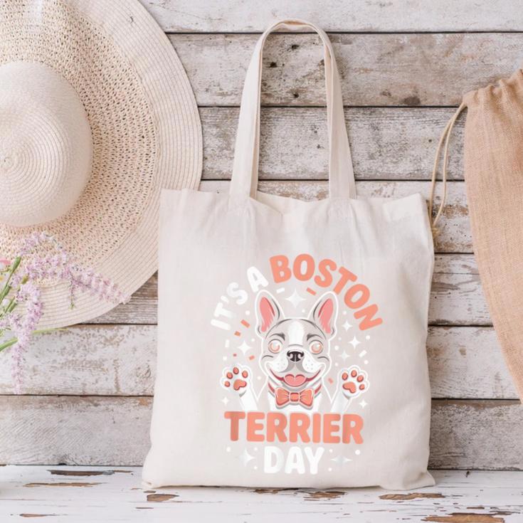 It’s A Boston Terrier Day Pet Cute Dog Lover Cartoon Canvas Tote Bag, gift for family, gift for coworker