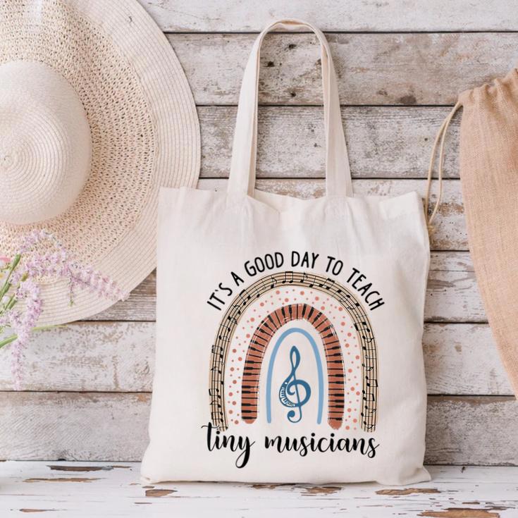 Its A Good Day To Teach Tiny Musicians Music Teacher Rainbow Canvas Tote Bag, gift for family, gift for coworker Its A Good Day To Teach Tiny Musicians Music Teacher Rainbow Canvas Tote Bag, gift for family, gift for coworker