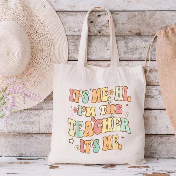 It's Me Hi I'm The Teacher It's Me Groovy Teacher Canvas Tote Bag, Groovy Teacher Tote Bags, gift for family, gift for coworker