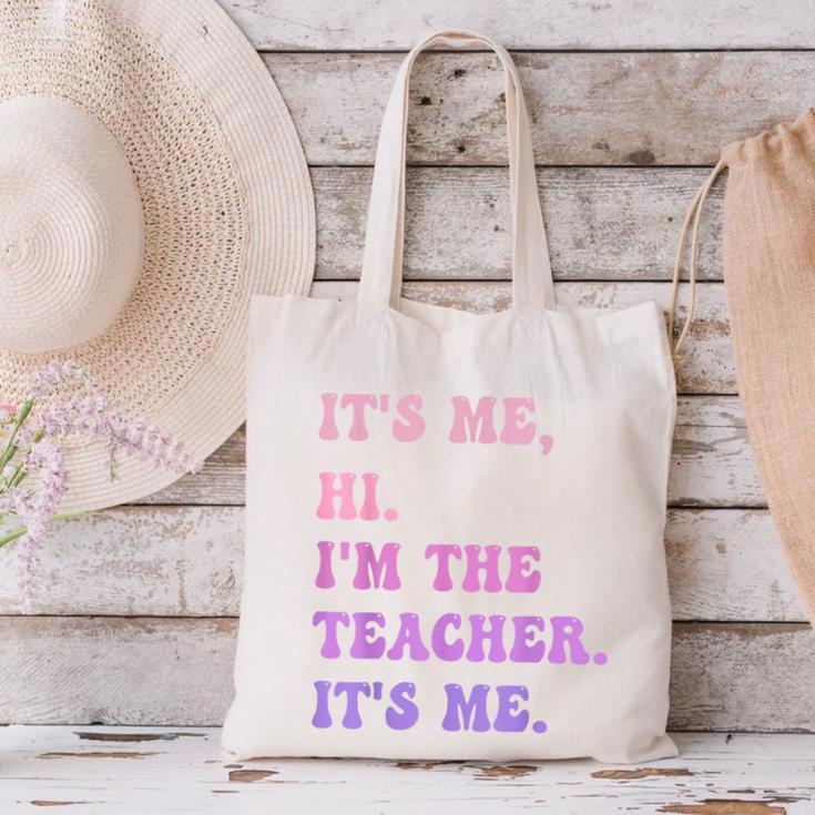 It's Me Hi I'm The TEACHER It's Me Teacher Educator Canvas Tote Bag, gift for family, gift for coworker It's Me Hi I'm The TEACHER It's Me Teacher Educator Canvas Tote Bag, gift for family, gift for coworker