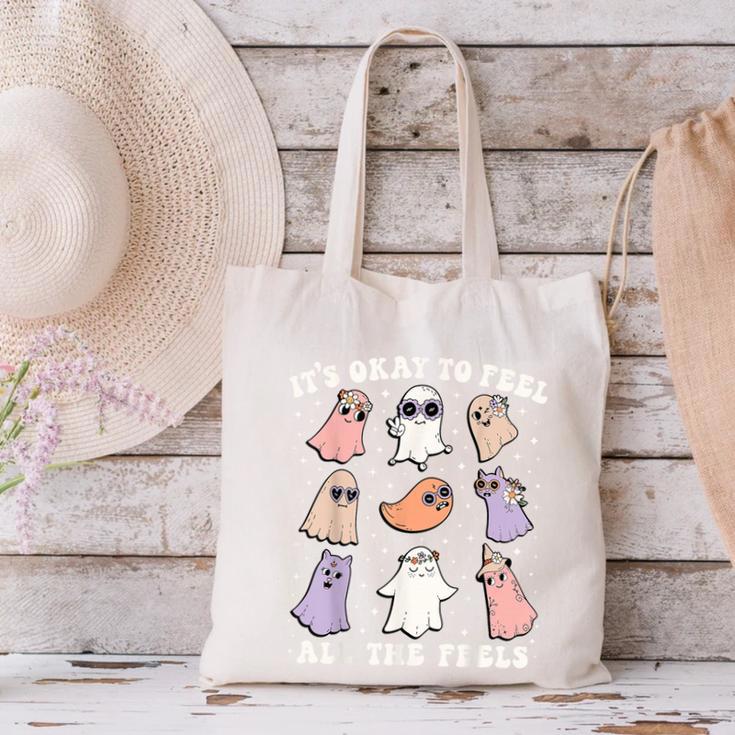 It’s Okay To Feel All The Feels Special Ed Teacher Halloween Canvas Tote Bag, gift for family, gift for coworker