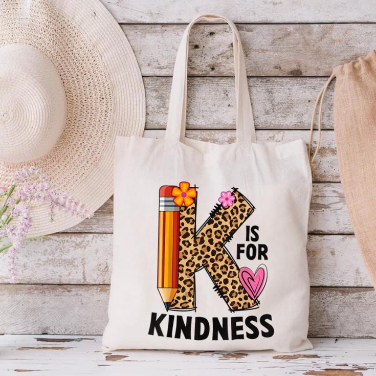 K Is For Kindness Unity Day Teacher Kids Canvas Tote Bag, gift for family, gift for coworker