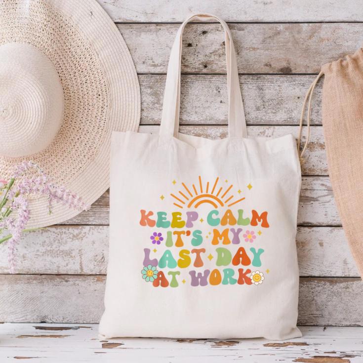 Keep Calm It's My Last Day At Work Groovy Teacher Retro Canvas Tote Bag, Groovy Teacher Tote Bags, gift for family, gift for coworker Keep Calm It's My Last Day At Work Groovy Teacher Retro Canvas Tote Bag, Groovy Teacher Tote Bags, gift for family, gift for coworker