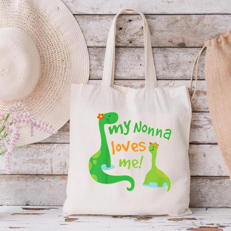 Kids My Nonna Loves Me Dinosaur Grandson Canvas Tote Bag, gift for family, gift for coworker