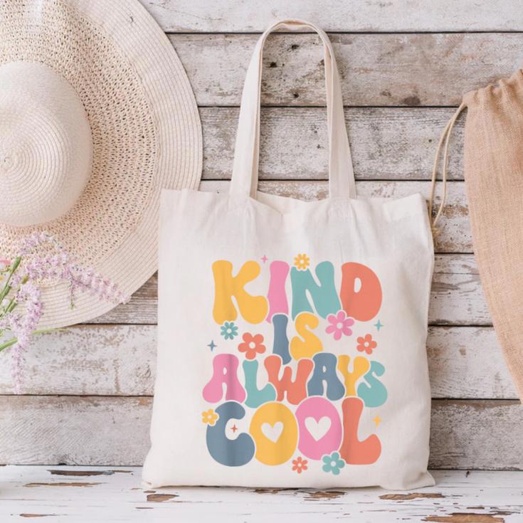 Kind Is Always Cool Groovy Teacher Be Kind Kindness Matters Canvas Tote Bag, Groovy Teacher Tote Bags, gift for family, gift for coworker Kind Is Always Cool Groovy Teacher Be Kind Kindness Matters Canvas Tote Bag, Groovy Teacher Tote Bags, gift for family, gift for coworker