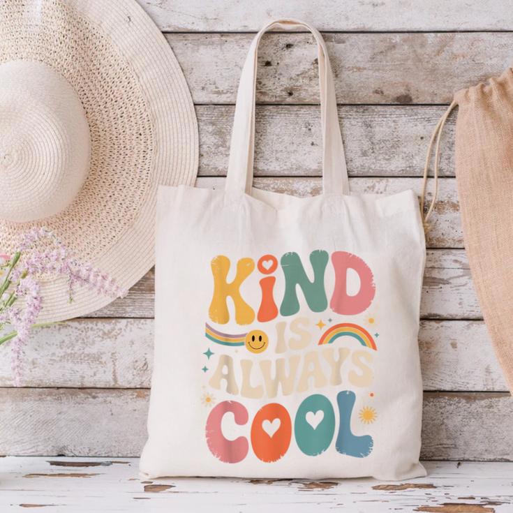 Kind Is Always Cool Teacher Graphic Tees Choose Kindness Canvas Tote Bag, gift for family, gift for coworker Kind Is Always Cool Teacher Graphic Tees Choose Kindness Canvas Tote Bag, gift for family, gift for coworker