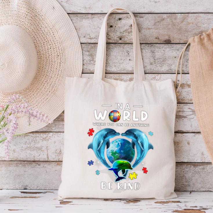 Be Kind Dolphin Autism Awareness Back To School Teacher Men Women Kids Canvas Tote Bag, gift for family, gift for coworker Be Kind Dolphin Autism Awareness Back To School Teacher Men Women Kids Canvas Tote Bag, gift for family, gift for coworker