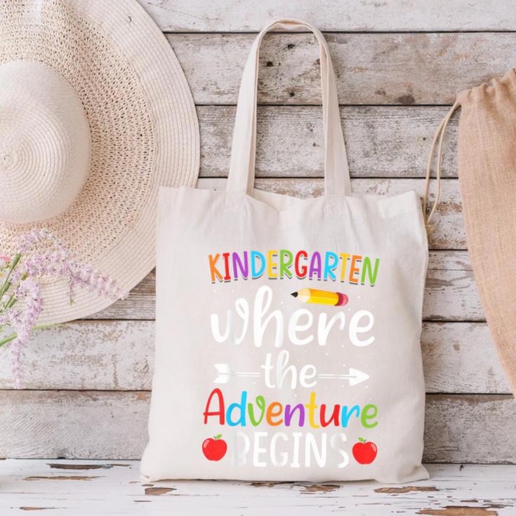 Kindergarten Where The Adventure Begins Shirt Children's Teacher Canvas Tote Bag, gift for family, gift for coworker Kindergarten Where The Adventure Begins Shirt Children's Teacher Canvas Tote Bag, gift for family, gift for coworker
