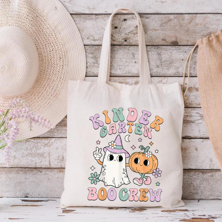 Kindergarten Boo Crew Halloween Floral Ghost Kinder Teacher Canvas Tote Bag, gift for family, gift for coworker Kindergarten Boo Crew Halloween Floral Ghost Kinder Teacher Canvas Tote Bag, gift for family, gift for coworker