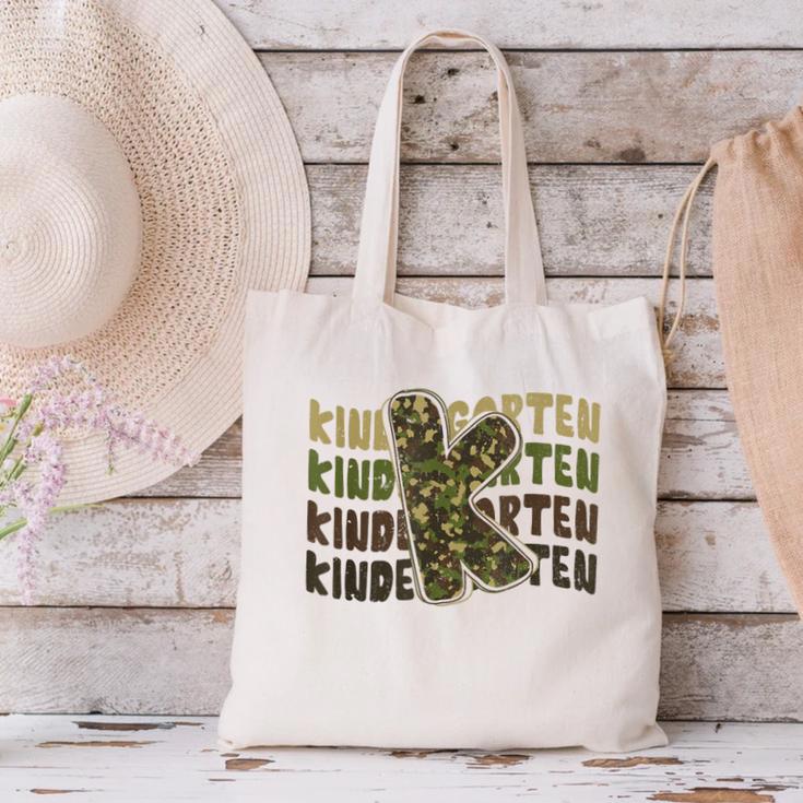 Kindergarten Camo Camouflage Boy Teacher Back To School Canvas Tote Bag, gift for family, gift for coworker Kindergarten Camo Camouflage Boy Teacher Back To School Canvas Tote Bag, gift for family, gift for coworker