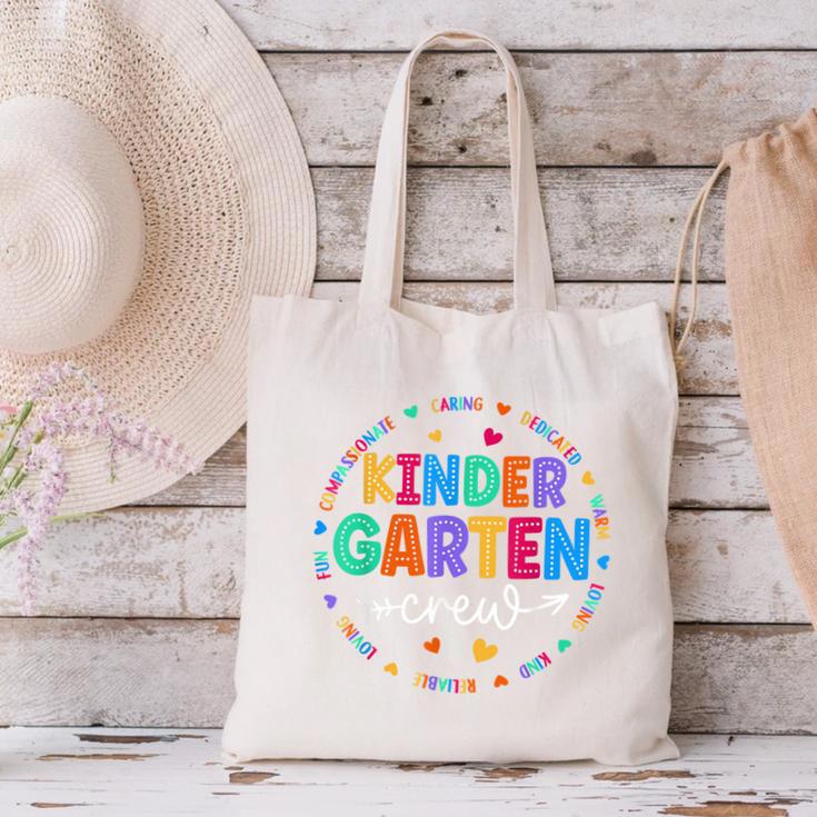 Kindergarten Crew Back To School Kindergarten Teacher Kids Canvas Tote Bag, gift for family, gift for coworker Kindergarten Crew Back To School Kindergarten Teacher Kids Canvas Tote Bag, gift for family, gift for coworker