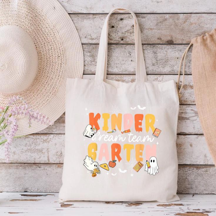 Kindergarten Dream Ghost Team Fall Halloween Spooky Teachers Canvas Tote Bag, gift for family, gift for coworker Kindergarten Dream Ghost Team Fall Halloween Spooky Teachers Canvas Tote Bag, gift for family, gift for coworker