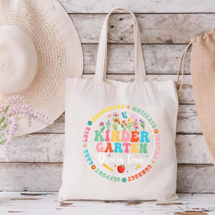 Kindergarten Dream Team Back To School Teacher Flower For Men Women Girls Kids Canvas Tote Bag, gift for family, gift for coworker