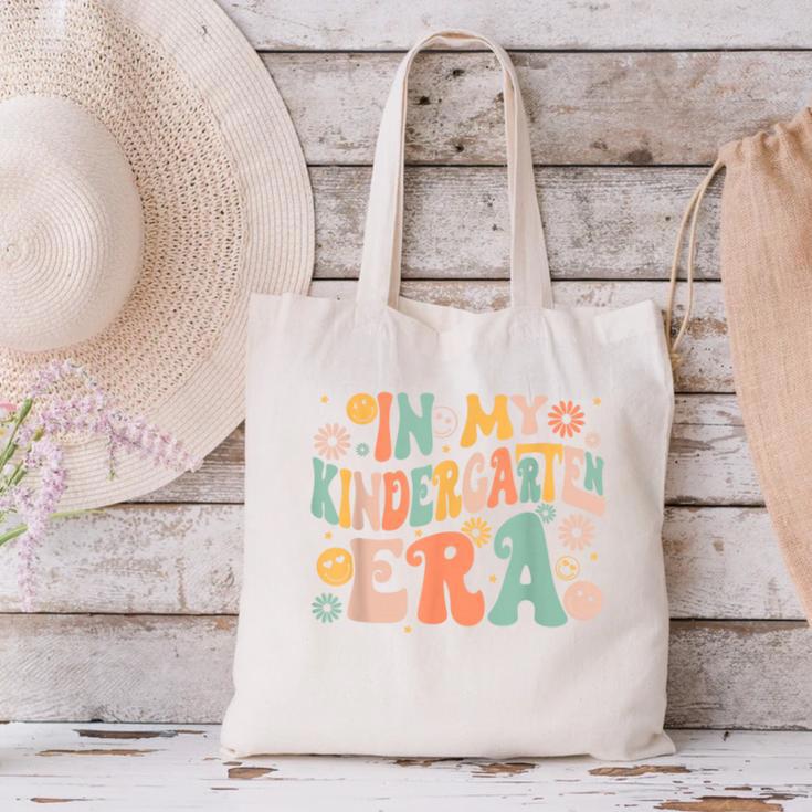 In My Kindergarten Era Retro Back To School Teacher Student Canvas Tote Bag, gift for family, gift for coworker