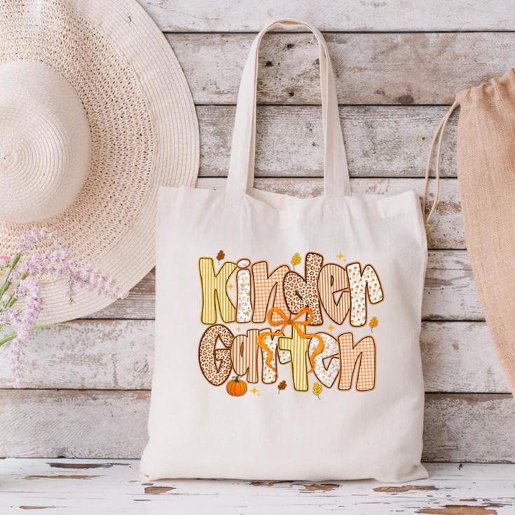 Kindergarten Teacher Fall Pumpkin Autumn Cute Canvas Tote Bag, gift for family, gift for coworker Kindergarten Teacher Fall Pumpkin Autumn Cute Canvas Tote Bag, gift for family, gift for coworker