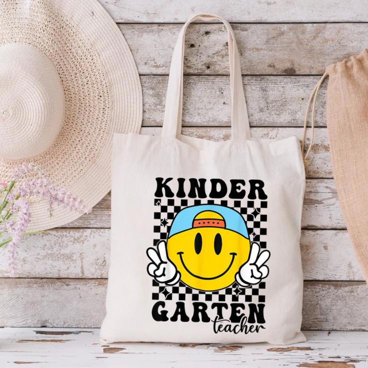 Kindergarten Teacher Hippie Smile Face Back School Canvas Tote Bag, gift for family, gift for coworker Kindergarten Teacher Hippie Smile Face Back School Canvas Tote Bag, gift for family, gift for coworker