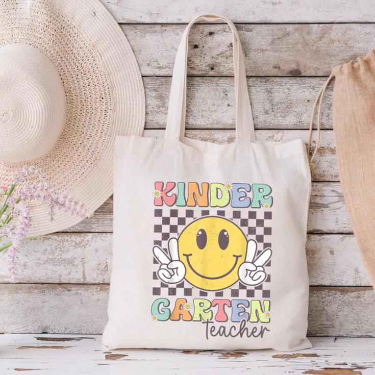 Kindergarten Teacher Team Hippie Smile Face Back To School Canvas Tote Bag, gift for family, gift for coworker Kindergarten Teacher Team Hippie Smile Face Back To School Canvas Tote Bag, gift for family, gift for coworker