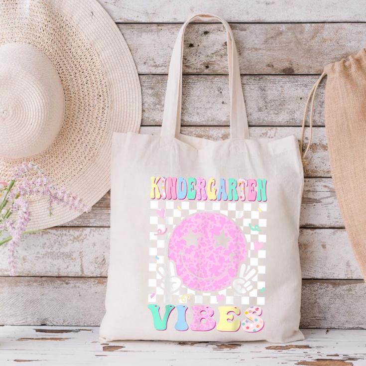 Kindergarten Vibes First Day Of School Kindergarten Teacher Canvas Tote Bag, gift for family, gift for coworker Kindergarten Vibes First Day Of School Kindergarten Teacher Canvas Tote Bag, gift for family, gift for coworker