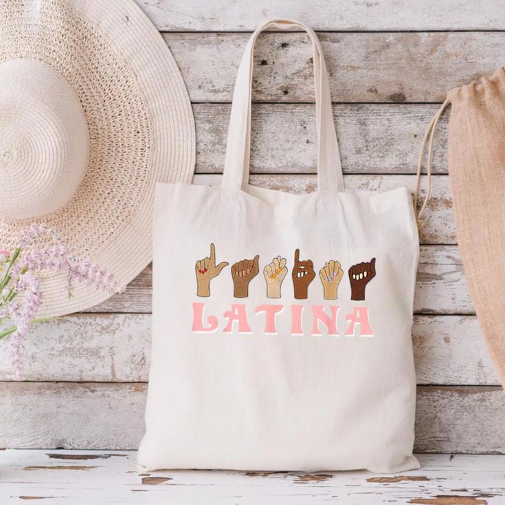 Latina ASL American Sign Language Latina Power ASL Teacher Canvas Tote Bag, gift for family, gift for coworker