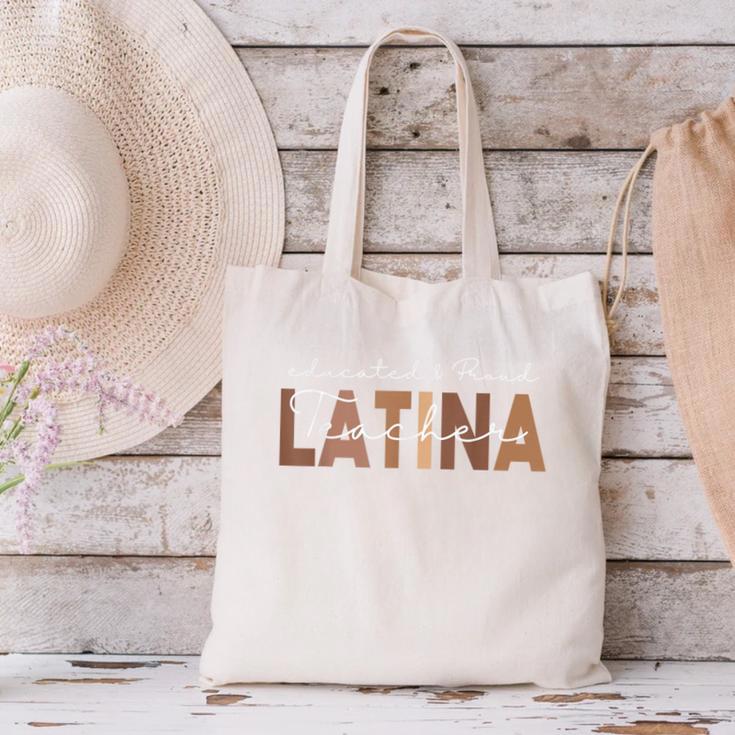 Latina Teacher Maestra Educated & Latino Teachers Women Canvas Tote Bag, gift for family, gift for coworker Latina Teacher Maestra Educated & Latino Teachers Women Canvas Tote Bag, gift for family, gift for coworker