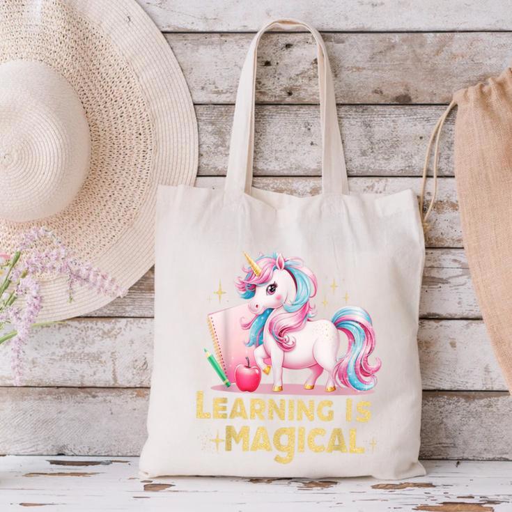 LEARNING IS MAGICAL TEACHER UNICORN BACK TO SCHOOL UNICORN Canvas Tote Bag, gift for family, gift for coworker LEARNING IS MAGICAL TEACHER UNICORN BACK TO SCHOOL UNICORN Canvas Tote Bag, gift for family, gift for coworker
