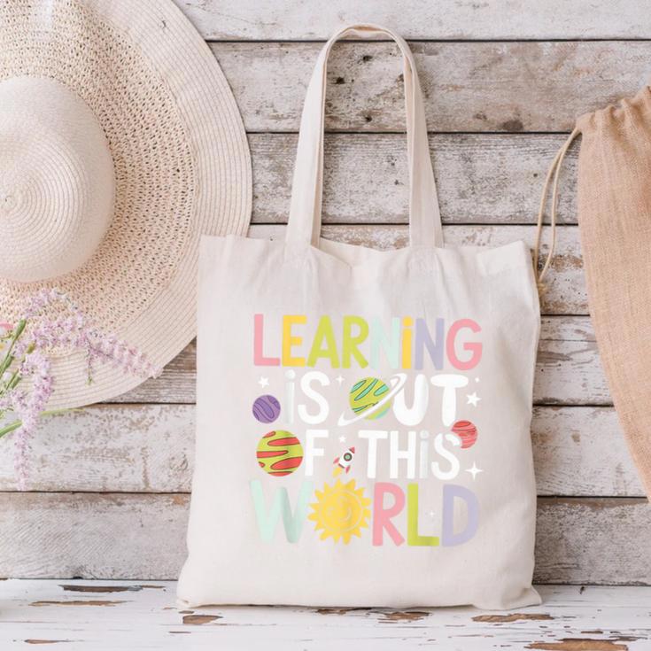 Learning Is Out Of This World Space Teacher Cute Groovy Canvas Tote Bag, Groovy Teacher Tote Bags, gift for family, gift for coworker Learning Is Out Of This World Space Teacher Cute Groovy Canvas Tote Bag, Groovy Teacher Tote Bags, gift for family, gift for coworker