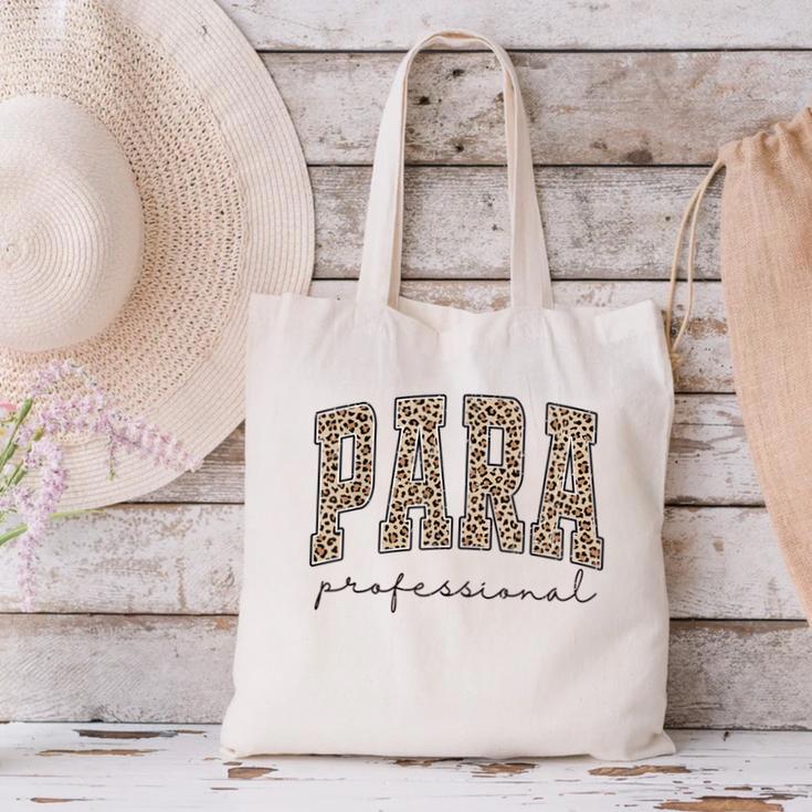 Leopard Paraprofessional Back To School Para Squad Teacher Canvas Tote Bag, gift for family, gift for coworker Leopard Paraprofessional Back To School Para Squad Teacher Canvas Tote Bag, gift for family, gift for coworker