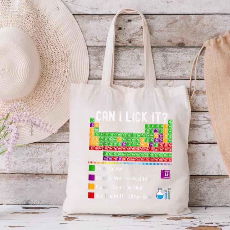 Can I Lick It Periodic Table Chart Science Teacher Cool Meme Canvas Tote Bag, Science Teacher Tote Bags, gift for family, gift for coworker Can I Lick It Periodic Table Chart Science Teacher Cool Meme Canvas Tote Bag, Science Teacher Tote Bags, gift for family, gift for coworker