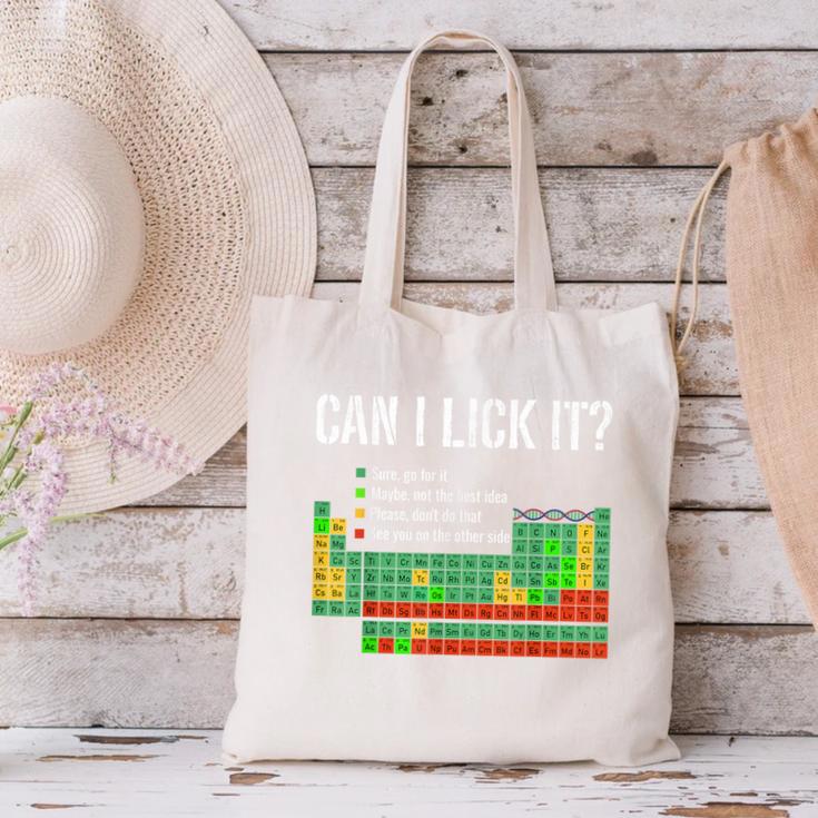 Can I Lick It Periodic Table Science Teacher Student Canvas Tote Bag, Science Teacher Tote Bags, gift for family, gift for coworker Can I Lick It Periodic Table Science Teacher Student Canvas Tote Bag, Science Teacher Tote Bags, gift for family, gift for coworker