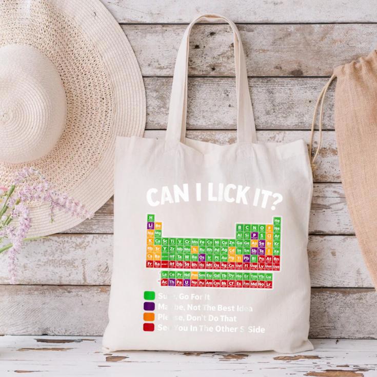 Can I Lick It Periodic Table Shirt Science Chemistry Teacher Canvas Tote Bag, Science Teacher Tote Bags, gift for family, gift for coworker Can I Lick It Periodic Table Shirt Science Chemistry Teacher Canvas Tote Bag, Science Teacher Tote Bags, gift for family, gift for coworker