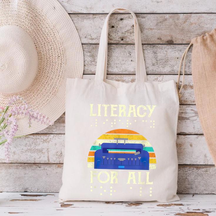 Literacy For All Visually Impaired Braille Teacher The Blind Canvas Tote Bag, gift for family, gift for coworker Literacy For All Visually Impaired Braille Teacher The Blind Canvas Tote Bag, gift for family, gift for coworker
