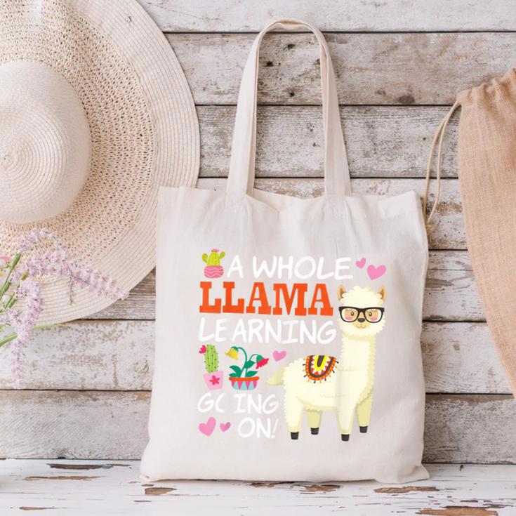Llama Learning T Shirt Teachers Students Alpaca Lovers Canvas Tote Bag, gift for family, gift for coworker Llama Learning T Shirt Teachers Students Alpaca Lovers Canvas Tote Bag, gift for family, gift for coworker