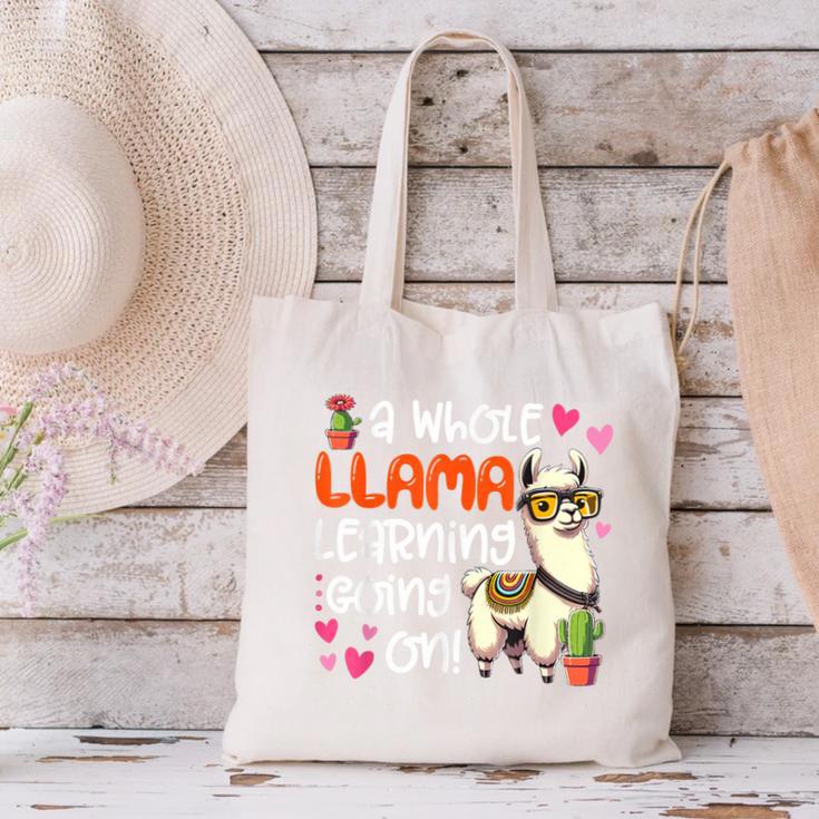 Llama Learning Teachers Students Alpaca Lover Back To School Canvas Tote Bag, gift for family, gift for coworker
