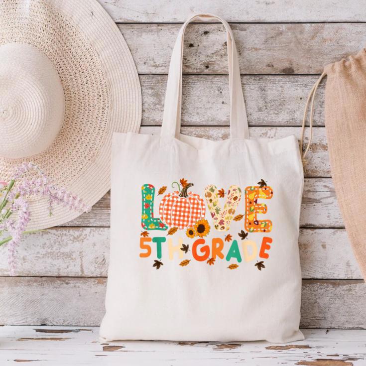 Love 5th Grade Thanksgiving Colorful Fall Leaves Teacher Canvas Tote Bag, gift for family, gift for coworker Love 5th Grade Thanksgiving Colorful Fall Leaves Teacher Canvas Tote Bag, gift for family, gift for coworker