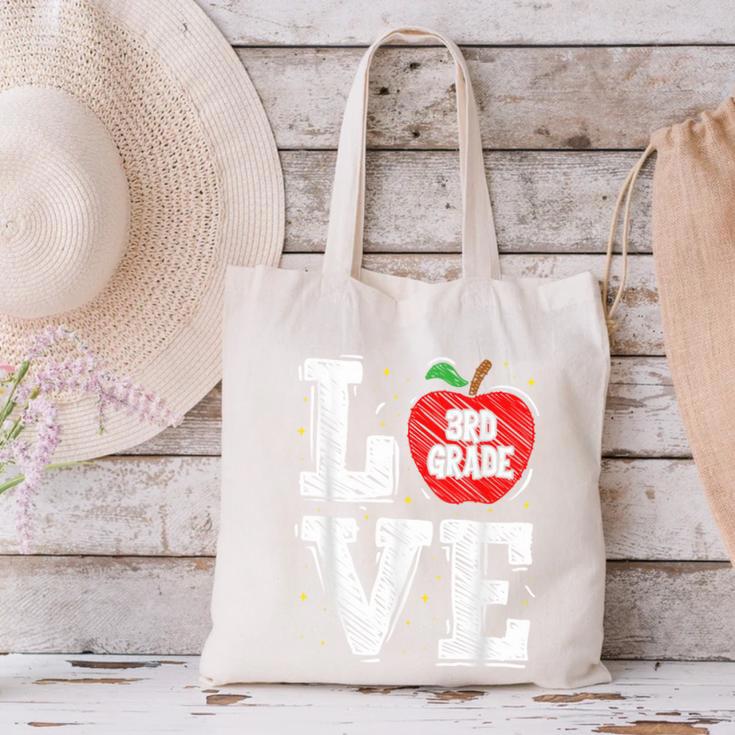 LOVE Apple 3rd Grade Teacher Student School Canvas Tote Bag, gift for family, gift for coworker LOVE Apple 3rd Grade Teacher Student School Canvas Tote Bag, gift for family, gift for coworker