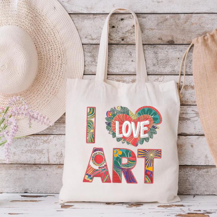 I Love Art Artist Painter Colorful Painting Art Teacher Canvas Tote Bag, gift for family, gift for coworker I Love Art Artist Painter Colorful Painting Art Teacher Canvas Tote Bag, gift for family, gift for coworker