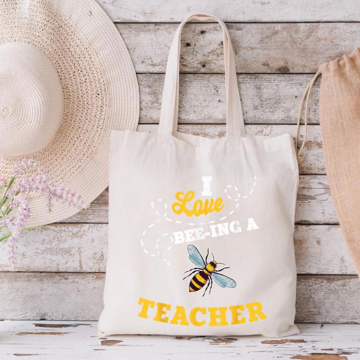 I Love Bee-Ing A Teacher Honey Bee Job Profession Canvas Tote Bag, gift for family, gift for coworker