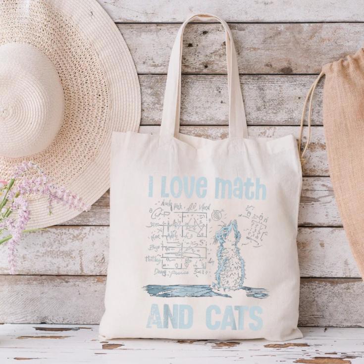 I Love Math And Cats Cat Lover Science Teacher Student Canvas Tote Bag, Science Teacher Tote Bags, gift for family, gift for coworker