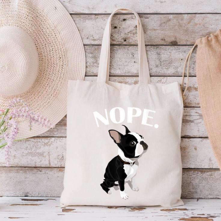 Love NOPE Boston Terrier Dog Lover Canvas Tote Bag, gift for family, gift for coworker