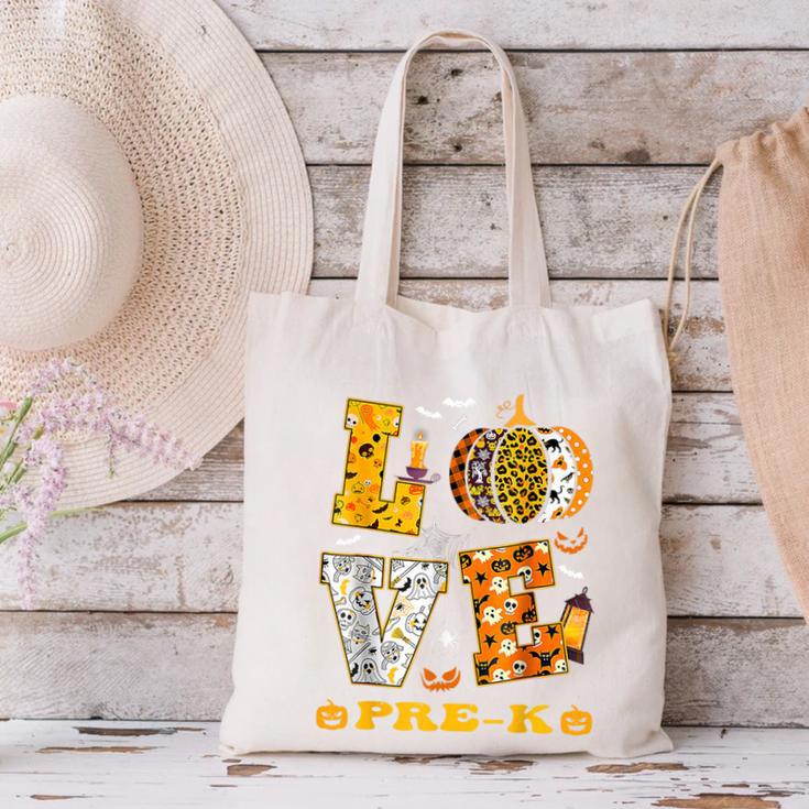 LOVE Pre-K Pumpkin Teacher Student Halloween Costume Canvas Tote Bag, gift for family, gift for coworker