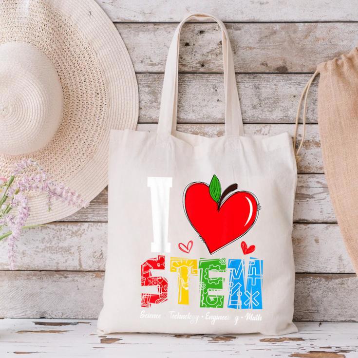 I Love STEM Student Teacher 1st Day Of School Back To School Canvas Tote Bag, gift for family, gift for coworker I Love STEM Student Teacher 1st Day Of School Back To School Canvas Tote Bag, gift for family, gift for coworker