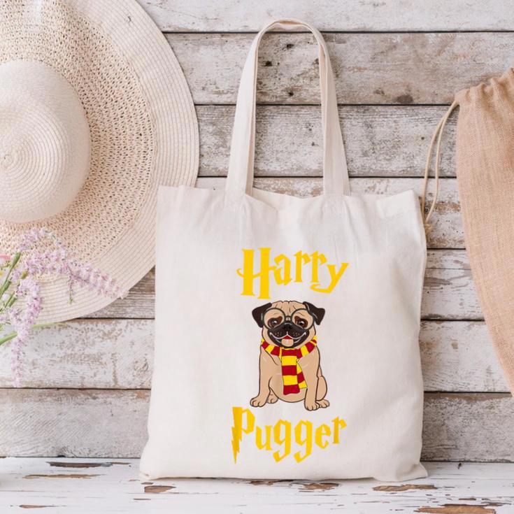 Lovely Harry Pugger Pug Canvas Tote Bag, gift for family, gift for coworker