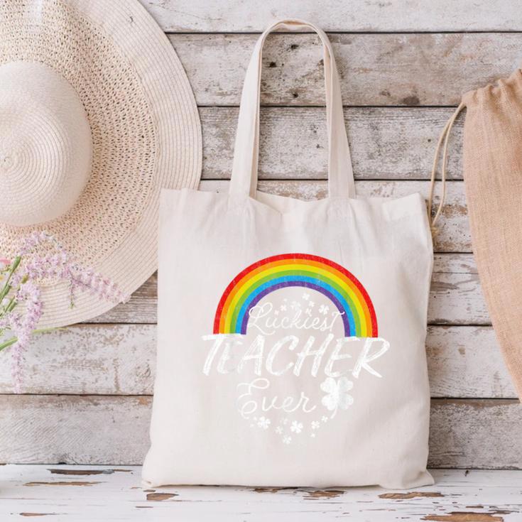 Luckiest Teacher Ever Rainbow- St Patricks Day Teacher Canvas Tote Bag, gift for family, gift for coworker Luckiest Teacher Ever Rainbow- St Patricks Day Teacher Canvas Tote Bag, gift for family, gift for coworker