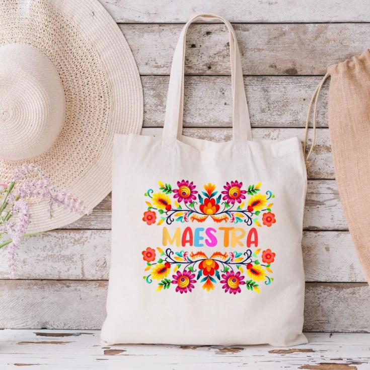Maestra Cinco De Mayo Spanish Mexican Teacher Canvas Tote Bag, gift for family, gift for coworker