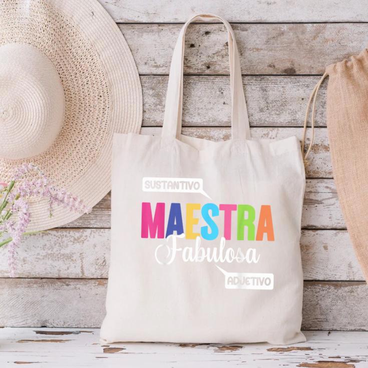 Maestra Fabulosa Bilingual Spanish Espanol Teacher School Canvas Tote Bag, gift for family, gift for coworker Maestra Fabulosa Bilingual Spanish Espanol Teacher School Canvas Tote Bag, gift for family, gift for coworker