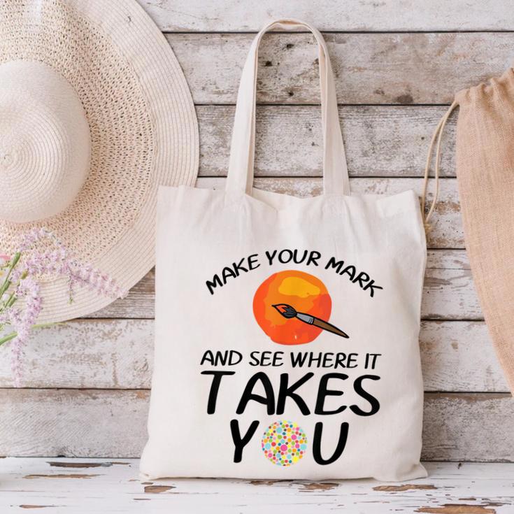 Make Mark Paintbrush International Dot Day Art Teacher Canvas Tote Bag, gift for family, gift for coworker Make Mark Paintbrush International Dot Day Art Teacher Canvas Tote Bag, gift for family, gift for coworker