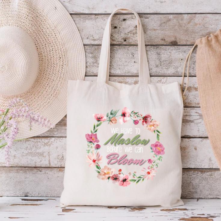 Maslow Before Blooms SPED Teacher School Psychologist Retro Men Women Canvas Tote Bag, gift for family, gift for coworker Maslow Before Blooms SPED Teacher School Psychologist Retro Men Women Canvas Tote Bag, gift for family, gift for coworker